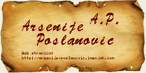 Arsenije Poslanović vizit kartica
